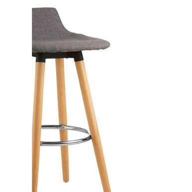 Stockholm Grey Bar Stool with Beechwood Legs