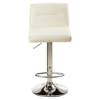 Baina White Seat Bar Stool With Chrome Base