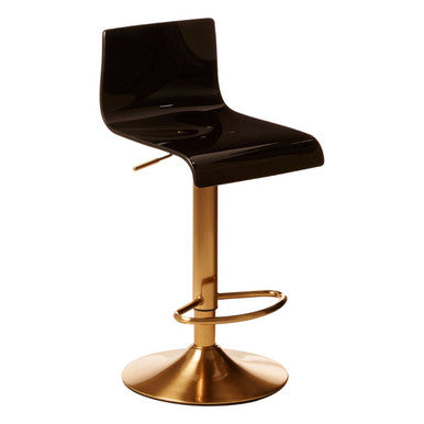 Baina Black Acrylic Seat Bar Stool with Gold Base