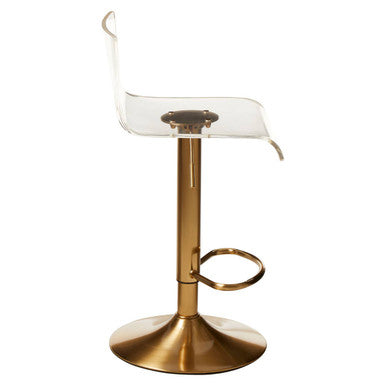 Baina Clear Acrylic Seat Bar Stool with Gold Base