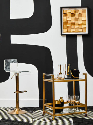 Baina Clear Acrylic Seat Bar Stool with Gold Base