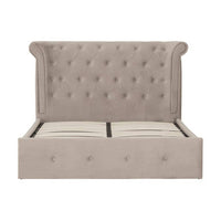 Edison Mink Velvet Ottoman Double Bed