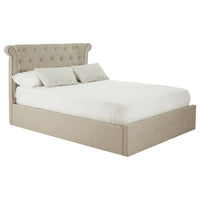 Edison Beige Double Ottoman Bed