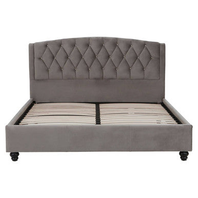 Josephine Grey Velvet King Bed
