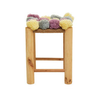 West Village Grey Beige And Pink Pom Pom Stool