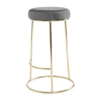 Manhattan Grey Velvet Bar Stool