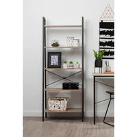 Bradbury Five Tier Grey Oak Veneer Ladder Shelf Unit
