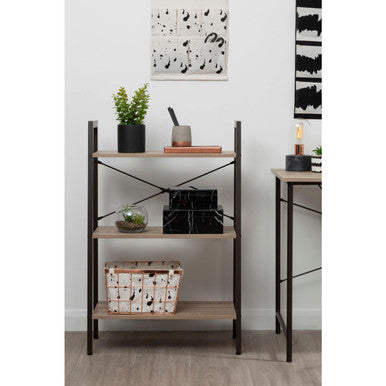 Bradbury Three Tier Grey Oak Veneer Ladder Shelf Unit