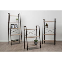 Bradbury Three Tier Grey Oak Veneer Ladder Shelf Unit