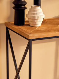 Kickford Console Table With Natural Parquet Top