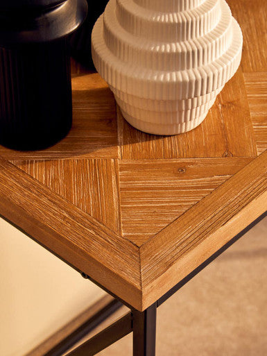 Kickford Console Table With Natural Parquet Top