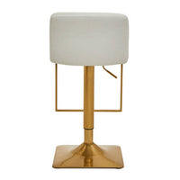 Baina White And Gold Bar Stool With Square Base