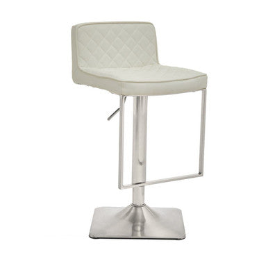 Baina White And Chrome Bar Stool With Square Base