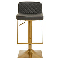 Baina Dark Grey And Gold Square Base Bar Stool
