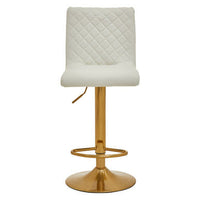 Baina White And Gold Bar Stool With Round Base