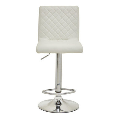 Baina White And Chrome Bar Stool With Round Base