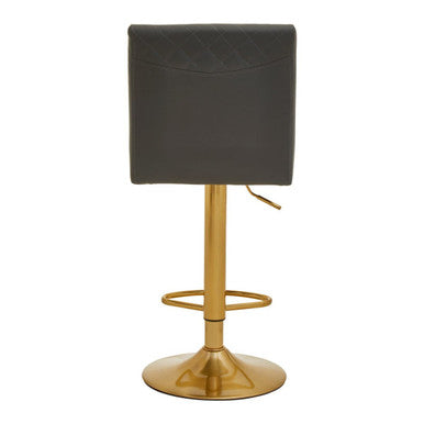Baina Dark Grey And Gold Bar Stool With Round Base