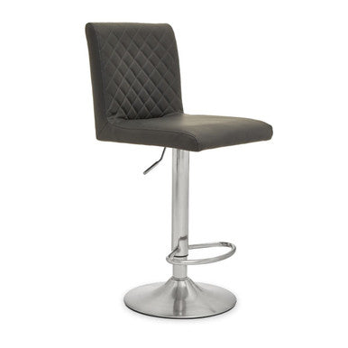 Baina Dark Grey Chrome Bar Stool With Round Base