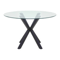 Salford Glass Top Dining Table With Black Metal Legs