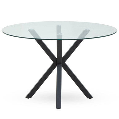 Salford Glass Top Dining Table With Black Metal Legs