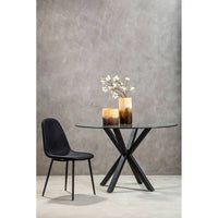 Salford Glass Top Dining Table With Black Metal Legs