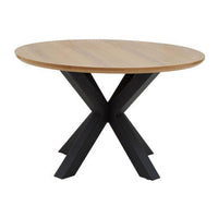 Salford Wood Veneer Top Dining Table With Black Metal Legs