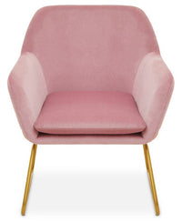 Xander Pink Velvet and Powder Gold Frame Armchair