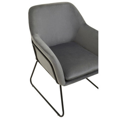 Xander Grey Velvet and Black Frame Armchair