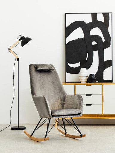 Stockholm Grey Velvet Rocking Chair