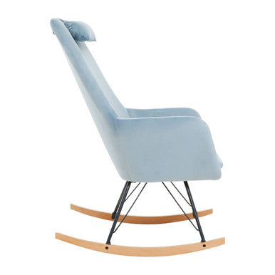 Stockholm Blue Velvet Rocking Chair
