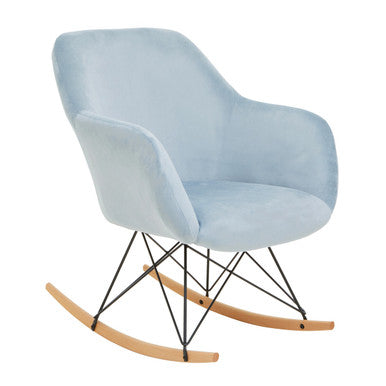Stockholm Small Blue Velvet Rocking Chair