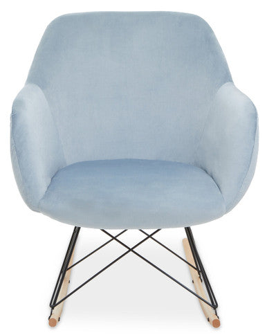 Stockholm Small Blue Velvet Rocking Chair