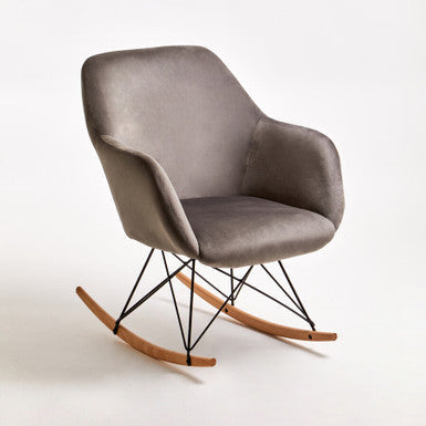 Stockholm Small Grey Velvet Rocking Chair
