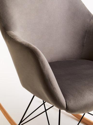 Stockholm Small Grey Velvet Rocking Chair