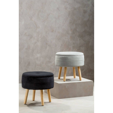 Ivy Black Velvet Stool