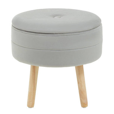 Ivy Grey Velvet Stool
