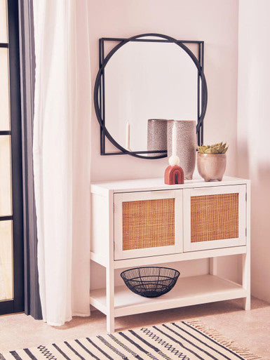 Sherman White Wood Side Cabinet