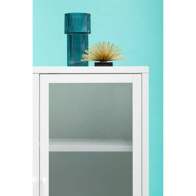 Acier Two Door White Metal Cabinet