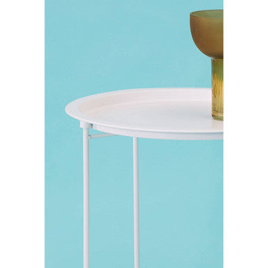 Acero Round White Side Table