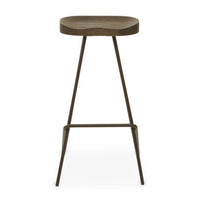 District Wooden Top Bar Stool With Metal Legs