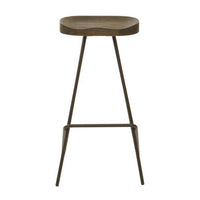 District Wooden Top Bar Stool With Metal Legs