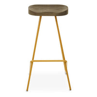 District Elm Wood Bar Stool With Metal Legs