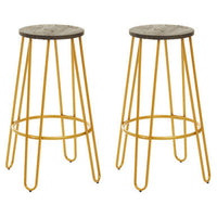 District 3Pc Gold Finish Bar Table Stool Set