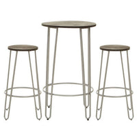 District 3Pc Silver Frame Bar Table Stool Set