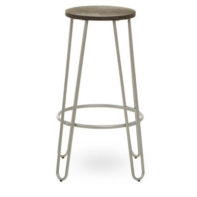 District Silver Finish Metal Frame Bar Stool
