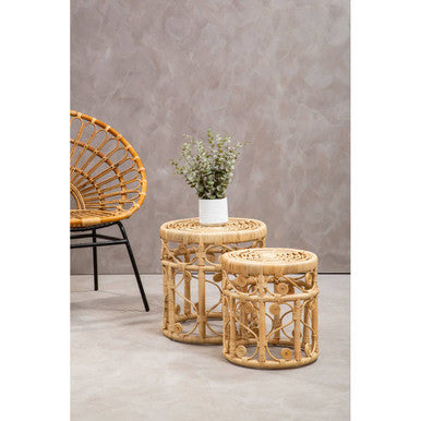 Mataram Set Of Two Natural Rattan Tables