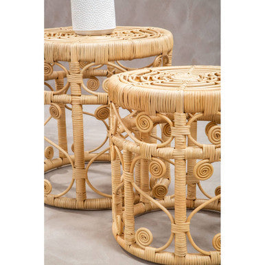 Mataram Set Of Two Natural Rattan Tables
