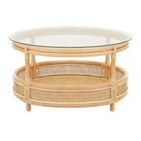 Mataram Rattan Coffee Table With Glass Top
