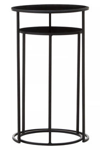 Avento Set Of Two Round Black Plant Stands
