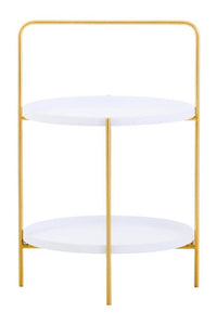 Trosa Two Tier White and Gold Side Table